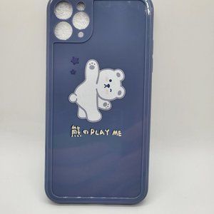iPhone 11 Pro Max Compatible Decorative Case Blue Play Me Bear